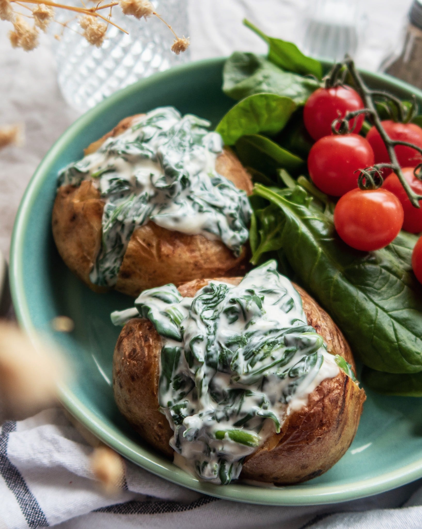 Creamy Spinach Loaded Jacket Potato