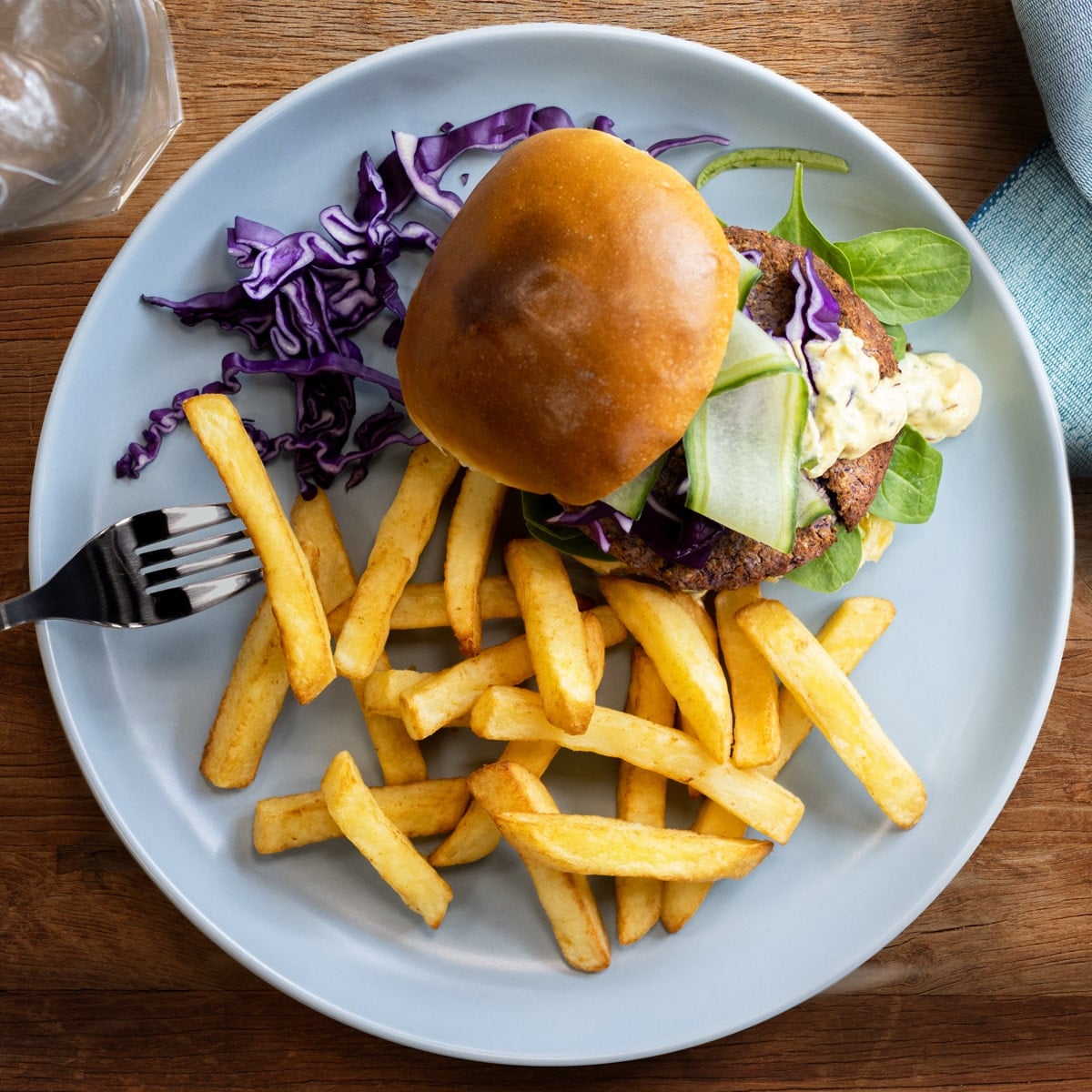 Spicy Falafel Burger with Naked Chips