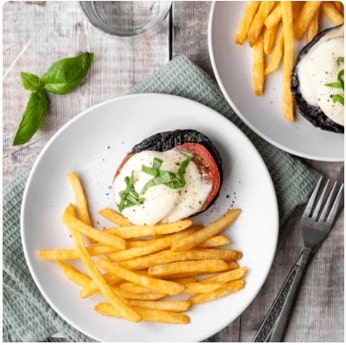 Loaded Portobello Mushrooms and Fries